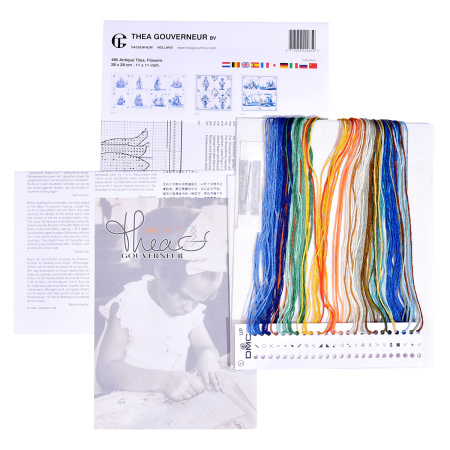 Набор для вышивания "Античная плитка, цветы", канва лён 36 ct. Арт 485