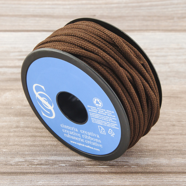 Шнур плетеный SPIRAL ( SAFISA), 4 мм, 25 м, цвет коричневый темный. Арт 25281-4-17