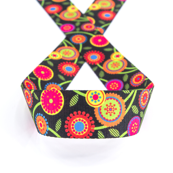 Тесьма ременная декоративная, 30 мм, цвет черный с узором, 10 м. Арт 35129-30мм