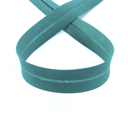 Косая бейка хлопок/полиэстер 20 мм, 25 м, цвет 132, малахит. Арт 6120-20мм-132           