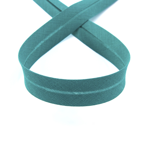 Косая бейка хлопок/полиэстер 20 мм, 25 м, цвет 132, малахит. Арт 6120-20мм-132           