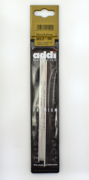 Спицы, чулочные, алюминий, addiSock №2, 15 см. Арт 201-7/2-15
