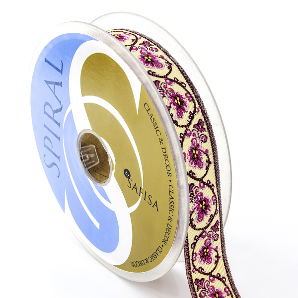 Лента жаккард SAFISA, 25 мм, 15 м, цвет 01. Арт 9189-25мм-01