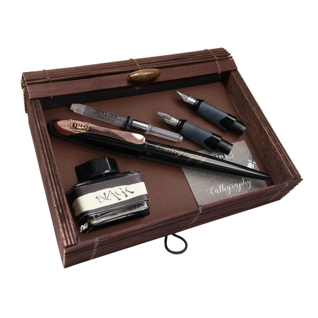 Набор для каллиграфии "Air Best Writer", 6 предметов, корпус ручки черный/серый с розовым золотом. Арт 10046