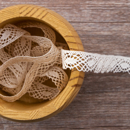 Мерсеризованное хлопковое кружево, 16 мм, белый. Арт 2106/01