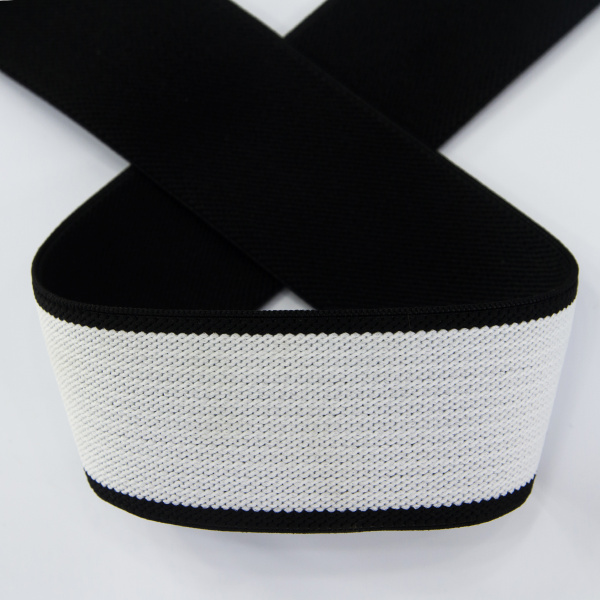 Резинка корсажная, 40 мм, цвет белый с черной окантовкой. Арт 822783740DP001