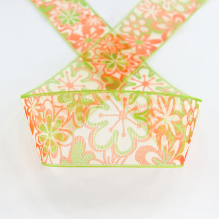 Лента органза с напечатанным рисунком SAFISA, 40 мм, 15 м, цвет 04. Арт 25253-40мм-04           