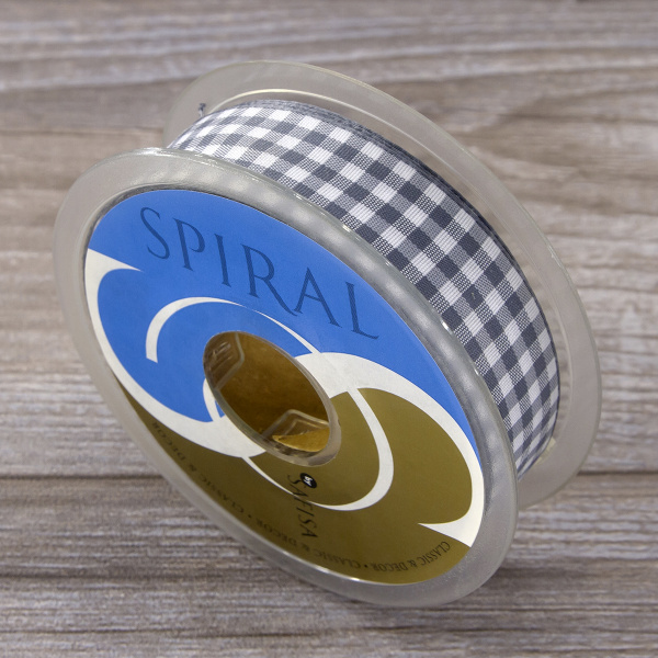 Лента с рисунком клетка SAFISA, 25 мм, 25 м, цвет 68, серый. Арт 469-25мм-68             