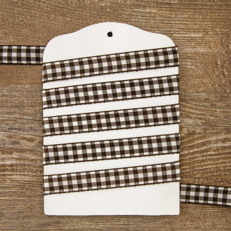 Лента с рисунком клетка SAFISA, 16(18) мм, 25 м, цвет 17, коричневый. Арт 469-16мм-17             