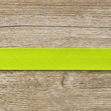 Косая бейка хлопок/полиэстер 20 мм, 25 м, цвет 73, желто-зеленый. Арт 6120-20мм-73            