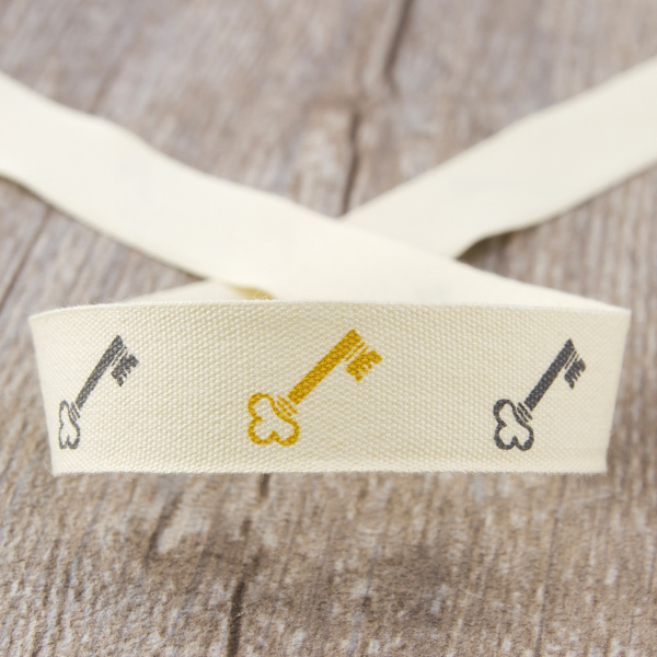 Лента хлопковая на картонной мини-катушке "Ключи". Арт VR15.042