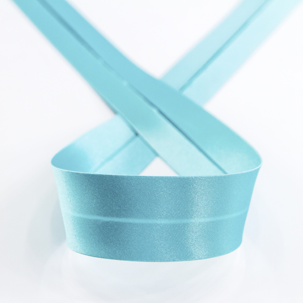 Косая бейка атласная 30 мм, 25 м, цвет 53, ментоловый. Арт 6260-30мм-53            