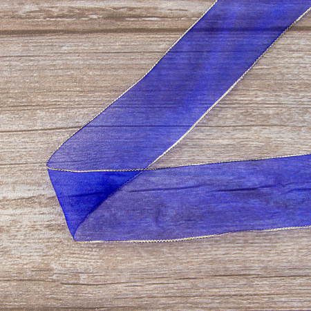 Лента органза "с памятью" SAFISA, 38 мм, 25 м цвет 13, синий. Арт 525-38мм-13             