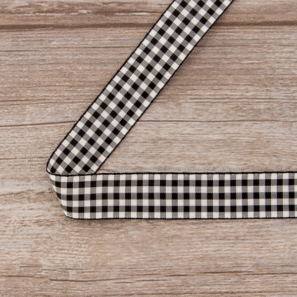 Лента с рисунком клетка SAFISA, 25 мм, 25 м, цвет 01, черный. Арт 469-25мм-01             