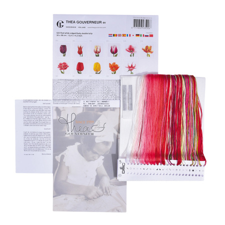 Набор для вышивания "Ранний красно-белый тюльпан", канва аида 18 ct . Арт 520A