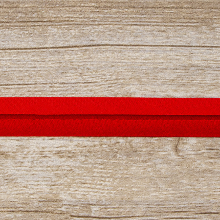 Косая бейка хлопок/полиэстер 20 мм, 25 м, цвет 14, красный. Арт 6120-20мм-14            