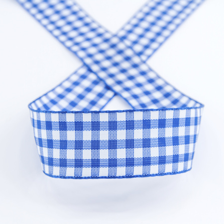 Лента с рисунком клетка SAFISA, 25 мм, 25 м, цвет 13, синий. Арт 469-25мм-13             