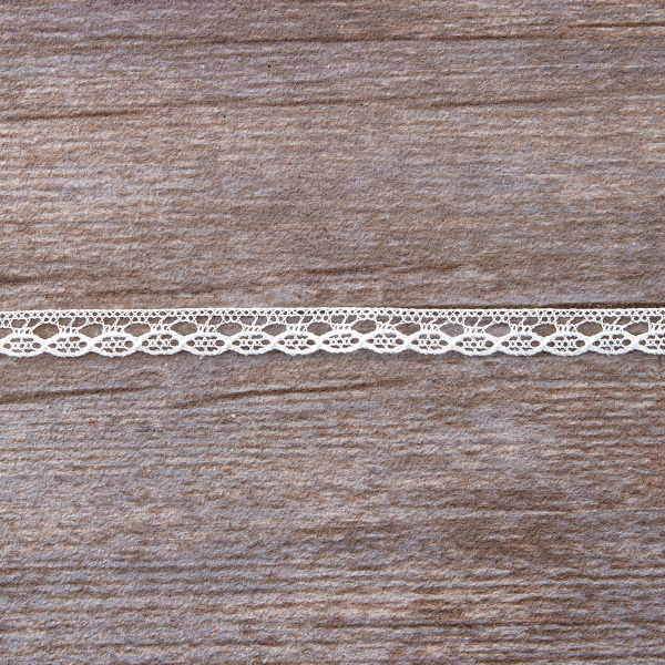 Мерсеризованное хлопковое кружево, 10 мм, цвет белый. Арт 3513/01