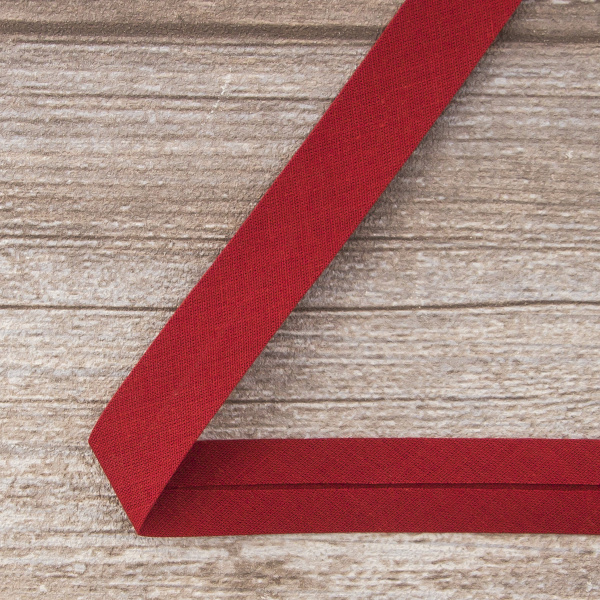 Косая бейка хлопок/полиэстер 20 мм, 25 м, цвет 113, гранат. Арт 6120-20мм-113           