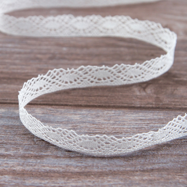 Мерсеризованное хлопковое кружево, 16 мм, белый. Арт 2106/01