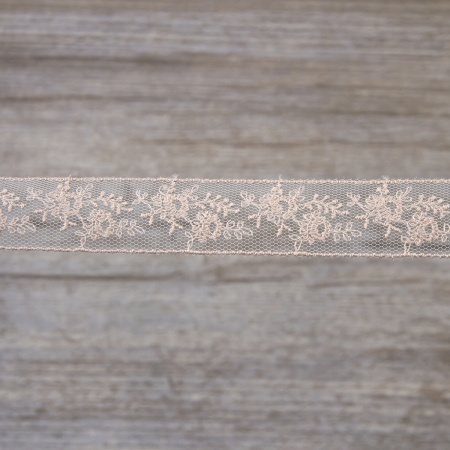 Вышивка на тюле, 23 мм, цвет розовый. Арт I647/F3