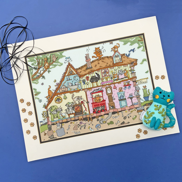Набор для вышивания "Cut Thru' Cat Cottage". Арт XCT42