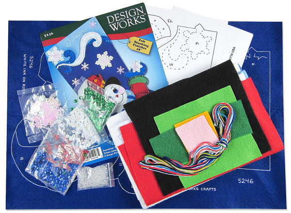 Набор для вышивания сапожка для подарков "Снеговик со снежинкой". Арт 5246