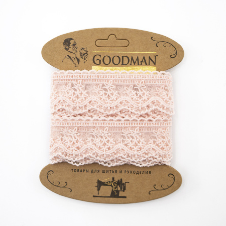 Кружево-вышивка на тюле, 23 мм, цвет розовый, 100% полиэстер, 4,5 м. Арт T-3011.308