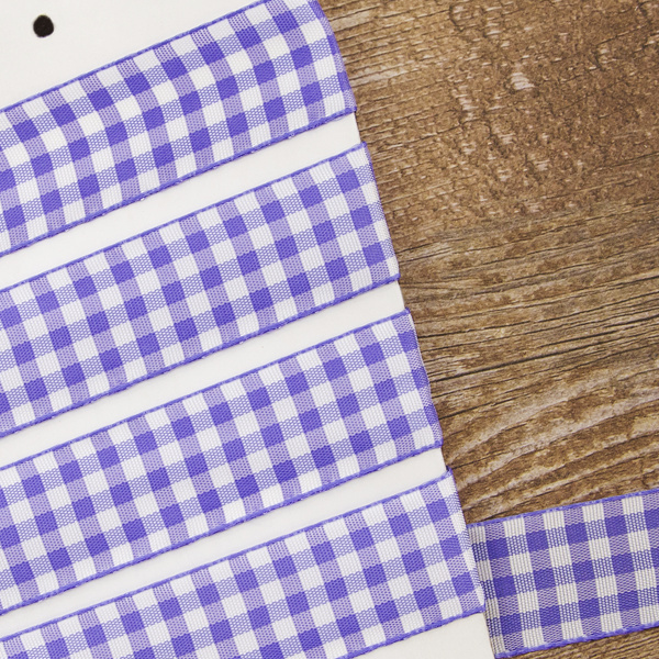 Лента с рисунком клетка SAFISA, 25 мм, 25 м, цвет 08, сиреневый. Арт 469-25мм-08             