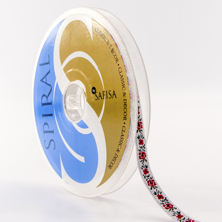 Лента жаккардовая с люрексом SAFISA, 10 мм, 15 м, цвет 05. Арт 9212-10мм-05