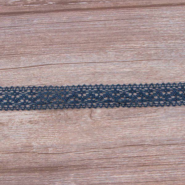 Мерсеризованное хлопковое кружево, 20 мм, цвет серо-синий. Арт 3037/75                 