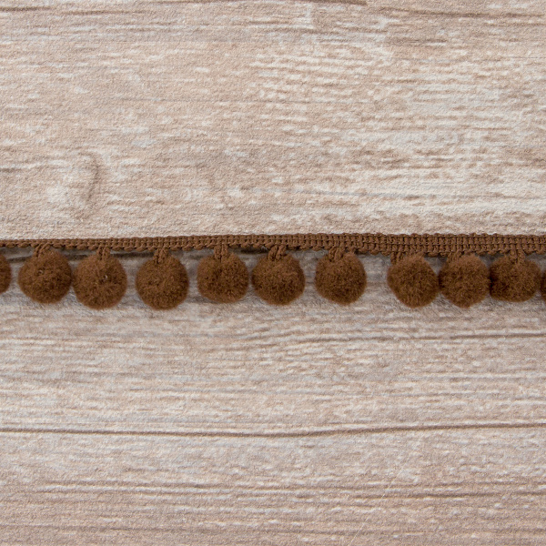 Тесьма с помпонами, диаметр 10 мм, цвет коричневый. Арт PA-18-col.702