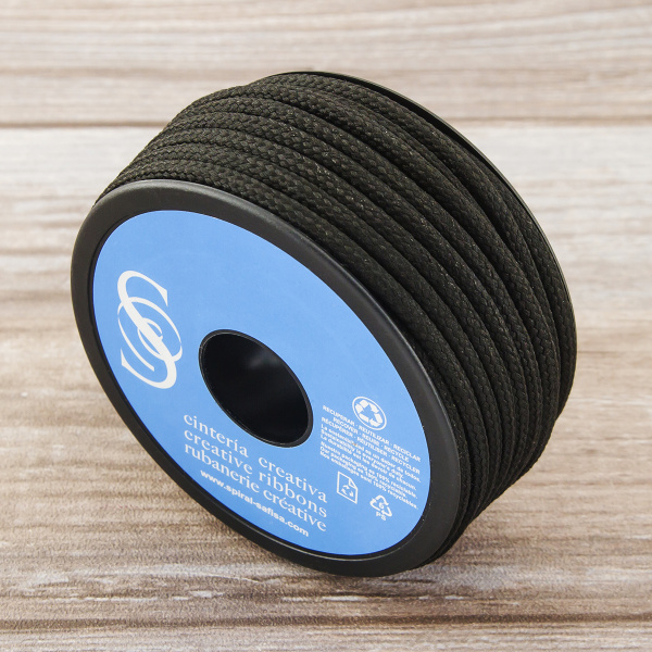 Шнур плетеный SPIRAL ( SAFISA), 4 мм, 25 м, цвет черный. Арт 25281-4-01