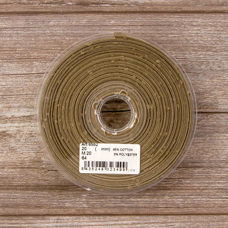 Косая бейка хлопок, 20 мм, 20 м, цвет 64, цвет молочный шоколад. Арт 6552-20мм-64