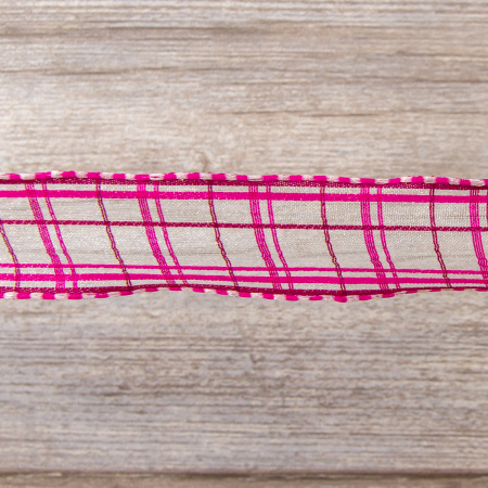 Лента органза с рисунком с проволокой по краю SAFISA, 25 мм, 15 м, цвет 20. Арт 25308-25мм-20