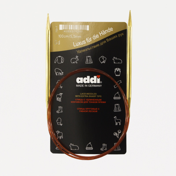 Спицы круговые позолоченные с удлиненным кончиком, №5,5, 100 см. Арт 755-7/5.5-100