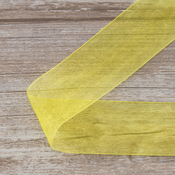 Лента органза SAFISA мини-рулон, 39 мм, 2 м, цвет 32, желтый. Арт P00520-39мм-32          