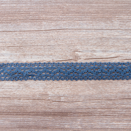 Мерсеризованное хлопковое кружево, 20 мм, цвет джинсово-синий. Арт 3037/89                 