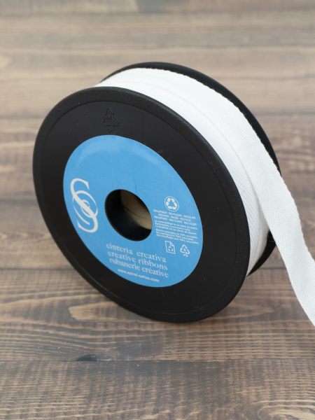 Тесьма киперная SAFISA, 20 мм, 25 м, цвет 02, белый. Арт 0270-20мм-02