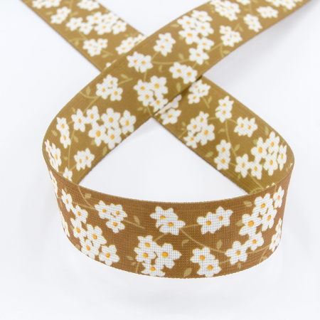 Резинка декоративная, 30 мм, цвет горчичный, 10 м. Арт 35132-30мм-02