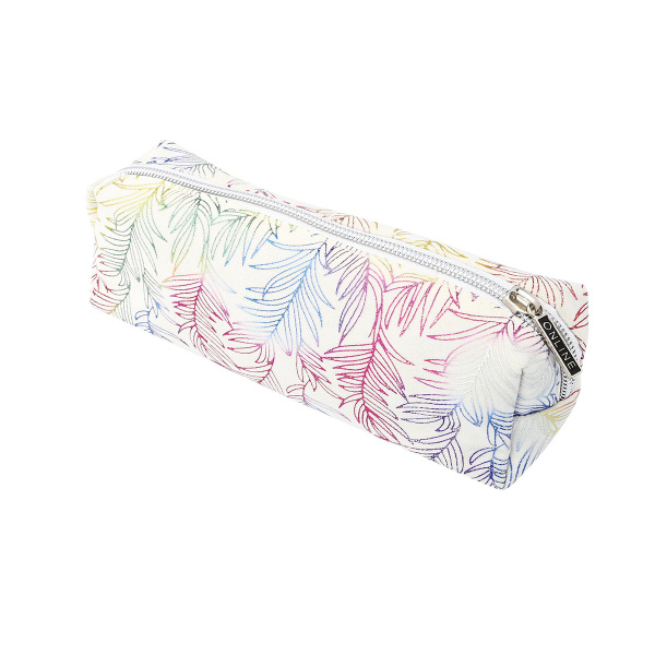 Пенал для ручек "Pencil Case" на молнии, 22 х 7 х 7 см, текстильный, радужный рисунок "Листья". Арт 04001/6