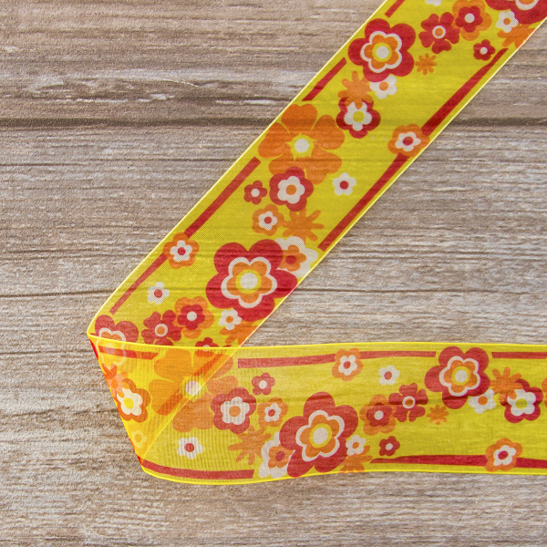 Лента органза с напечатанным рисунком SAFISA, 39 мм, 15 м, цвет 01. Арт 25254-40мм-01           