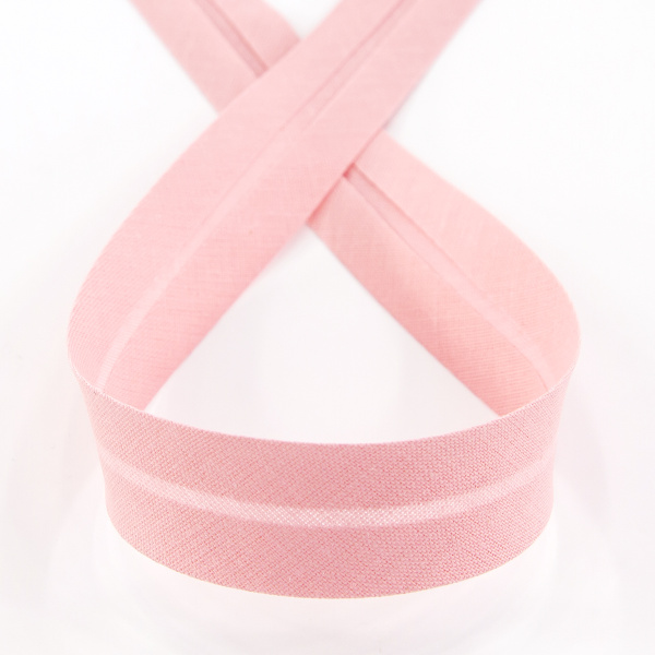 Косая бейка хлопок/полиэстер 20 мм, 25 м, цвет 06, розово-персиковый. Арт 6120-20мм-06            