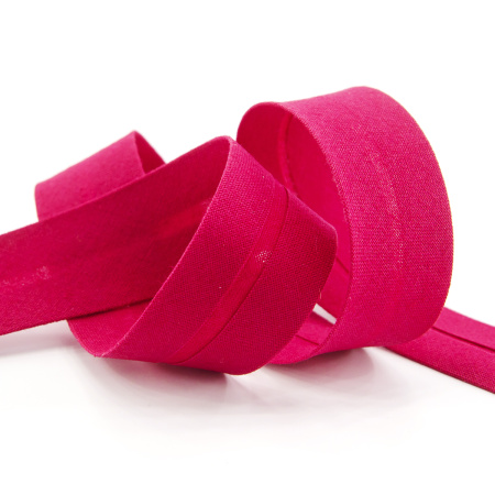 Косая бейка хлопок, 20 мм, 25 м, цвет 20, цвет розовый-темный. Арт 6600-20мм-20