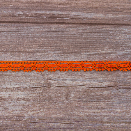 Мерсеризованное хлопковое кружево, 15 мм, цвет оранжевый. Арт 1798/17                 