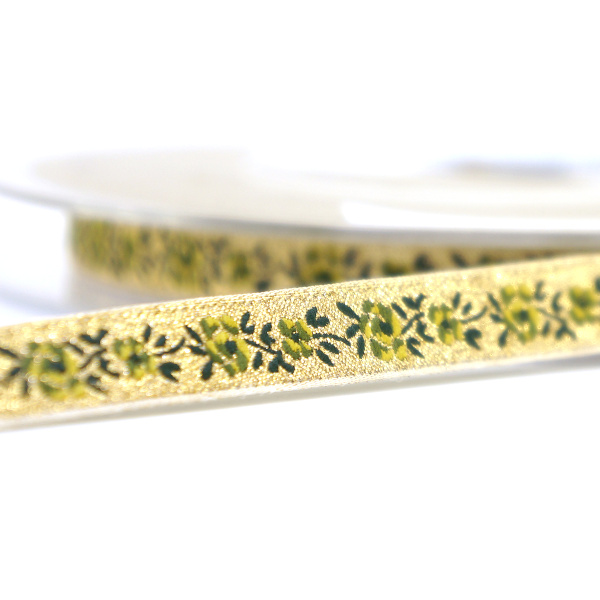 Лента жаккардовая с люрексом SAFISA, 10 мм, 15 м, цвет 04. Арт 9212-10мм-04
