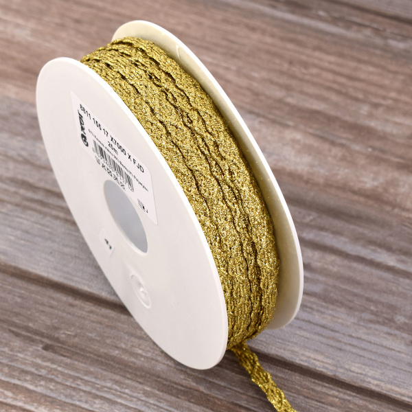 Тесьма PEGA тип декоративная люрексная, цвет золотой, 6,5 мм. Арт 881115517X7000          