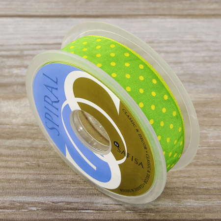 Лента с рисунком SAFISA, 25 мм, 15 м, цвет 62, майская зелень. Арт 25314-25мм-62