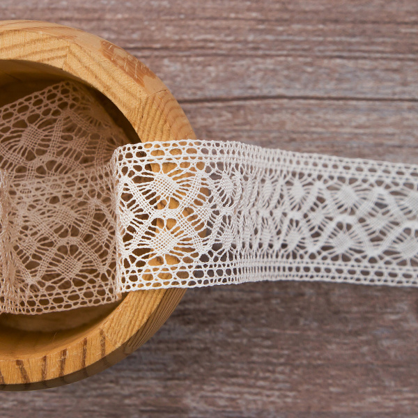 Мерсеризованное хлопковое кружево, 30 мм, цвет белый. Арт 2026/01