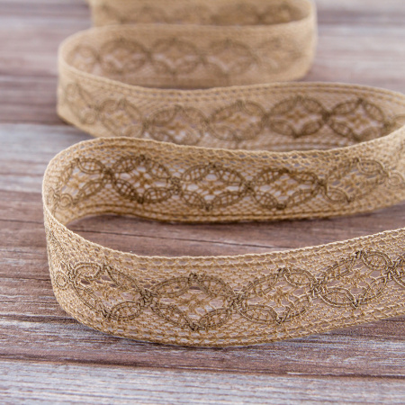 Мерсеризованное хлопковое кружево, 35 мм, цвет натуральный неокрашенный. Арт 2223/27